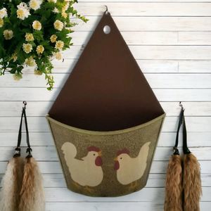 Green Tin Rooster Chicken Wall Pocket 2003 Kitchen Dining Room Decor